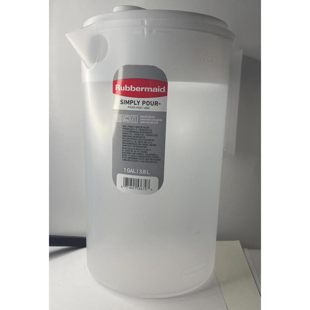 Rubbermaid‎ Simply Pour 1 Gallon Clear Container White Lid 11.25” Tall